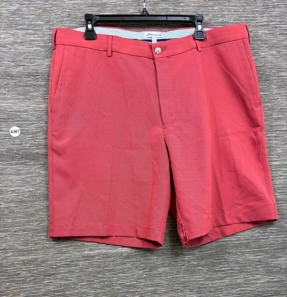 Peter Millar Mens Salem Performance Chino Shorts Coral Red Size 38 Golf Casual